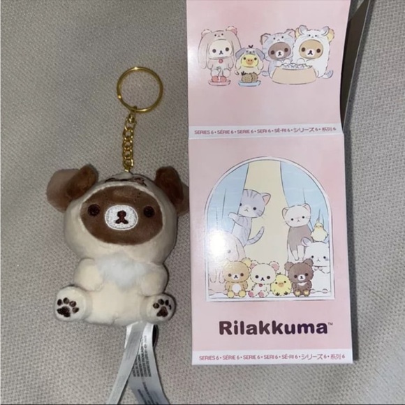 San-X Rilakkuma Blind Box Plush Keychain Chairoikoguma Series 6 Puppy Bear New - Picture 1 of 10